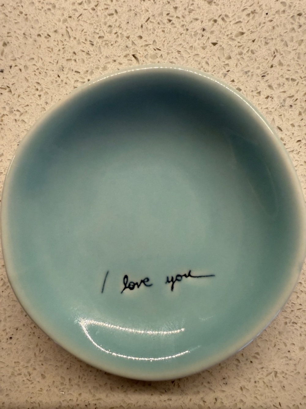 Handwritten 'I love you' Blue Ceramic Trinket Dish - Picture 5 of 5